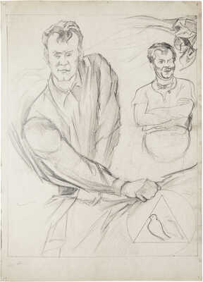 Чеботарёв Константин Константинович. Шарж мужчины с птицей